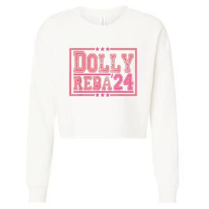 Dolly And Reba For President Pink 2024 Cropped Pullover Crew