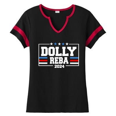 Dolly And Reba 2024 Make America Fancy Again Ladies Halftime Notch Neck Tee