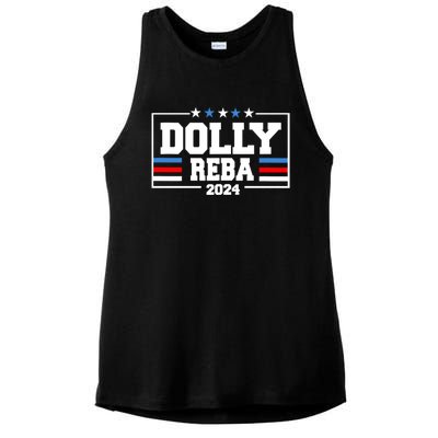 Dolly And Reba 2024 Make America Fancy Again Ladies PosiCharge Tri-Blend Wicking Tank