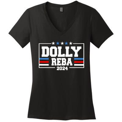 Dolly And Reba 2024 Make America Fancy Again Women's V-Neck T-Shirt