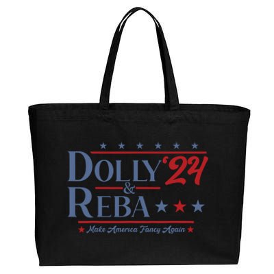 Dolly And Reba 2024 Make America Fancy Again Retro Vintage Cotton Canvas Jumbo Tote