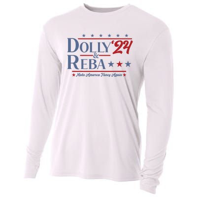 Dolly And Reba 2024 Make America Fancy Again Retro Vintage Cooling Performance Long Sleeve Crew