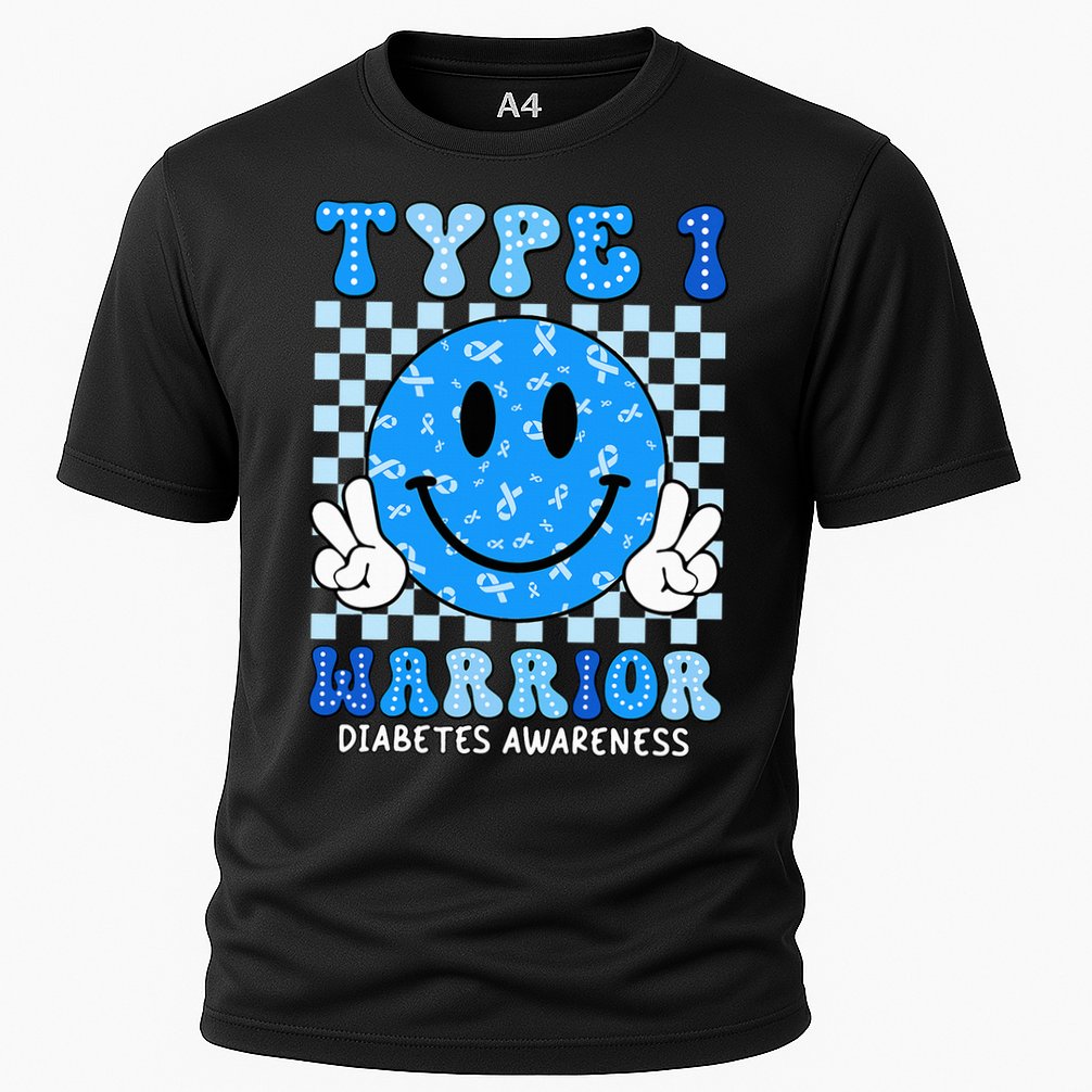 Diabetes Awareness Ribbon T1d Warrior Support Squad Cooling Performance Crew T-Shirt