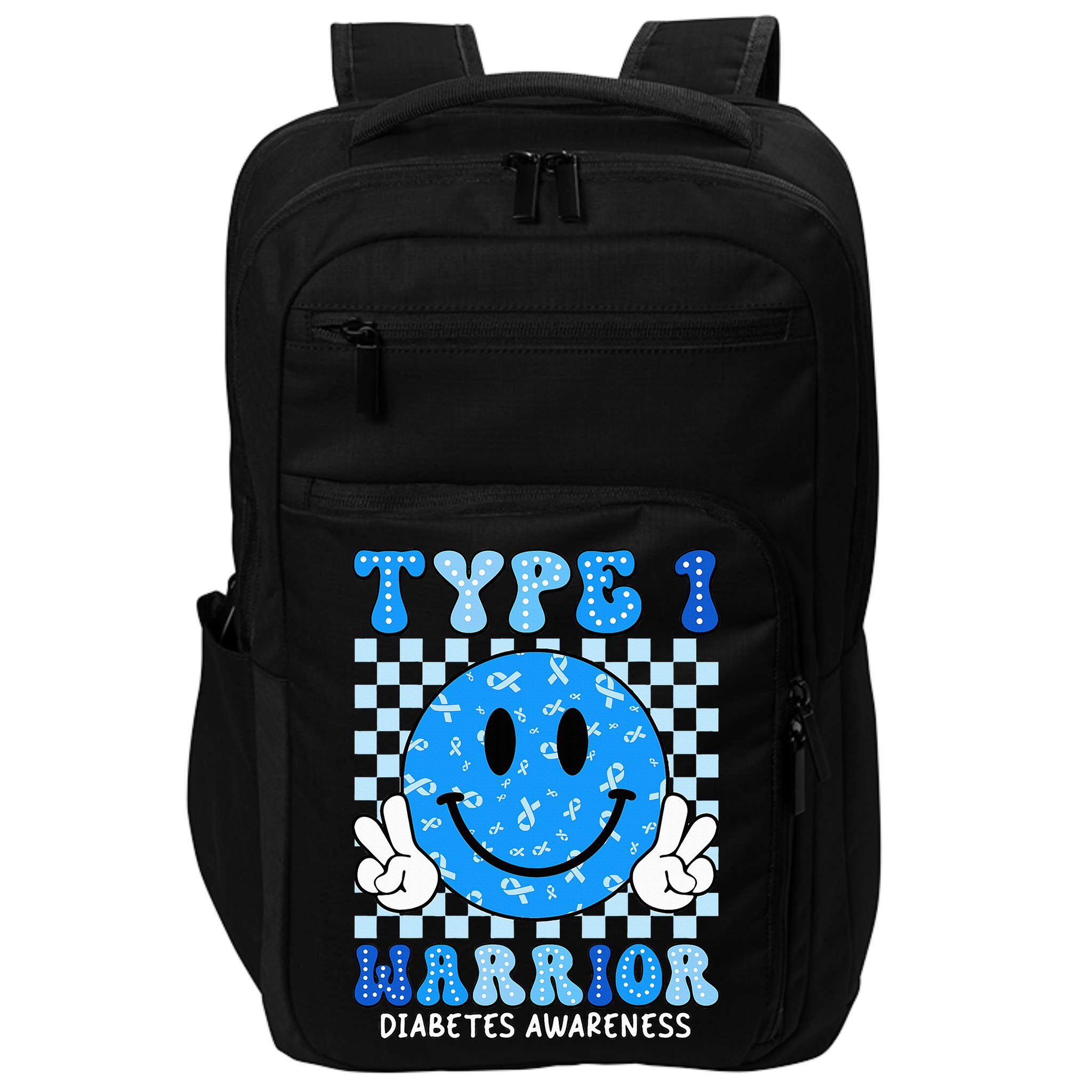 Diabetes Awareness Ribbon T1d Warrior Support Squad Impact Tech Backpack