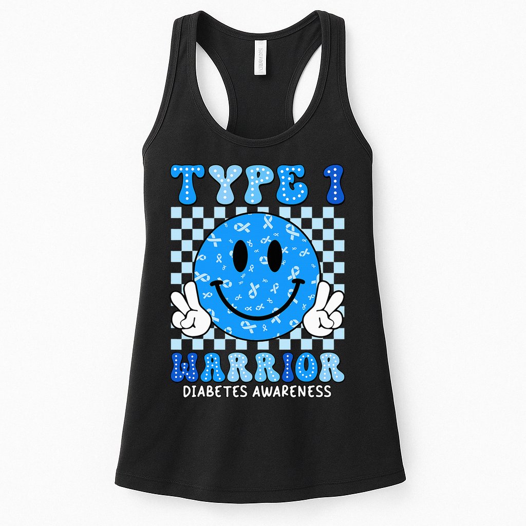 Diabetes Awareness Ribbon T1d Warrior Support Squad Womens Tank Top