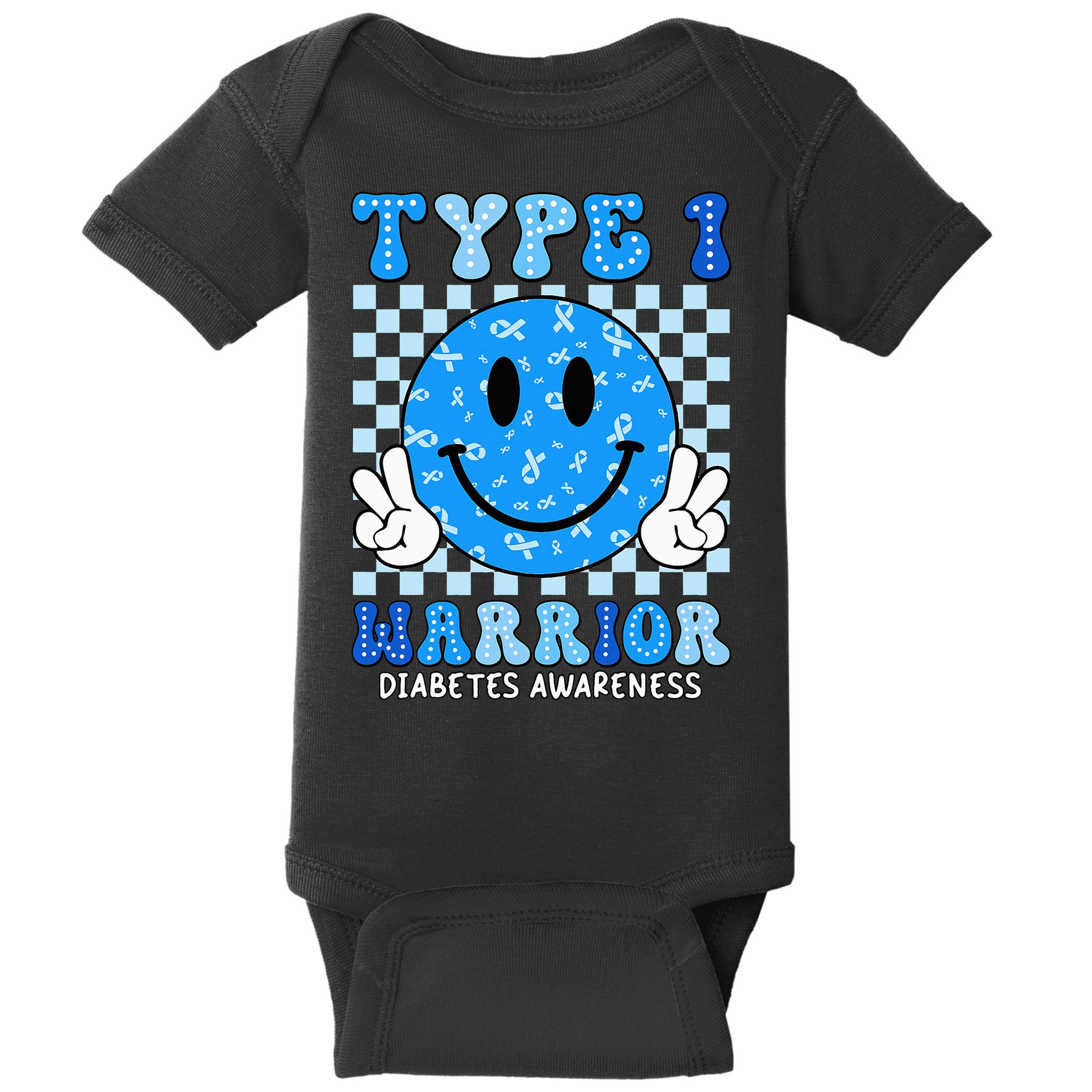 Diabetes Awareness Ribbon T1d Warrior Support Squad Baby Bodysuit