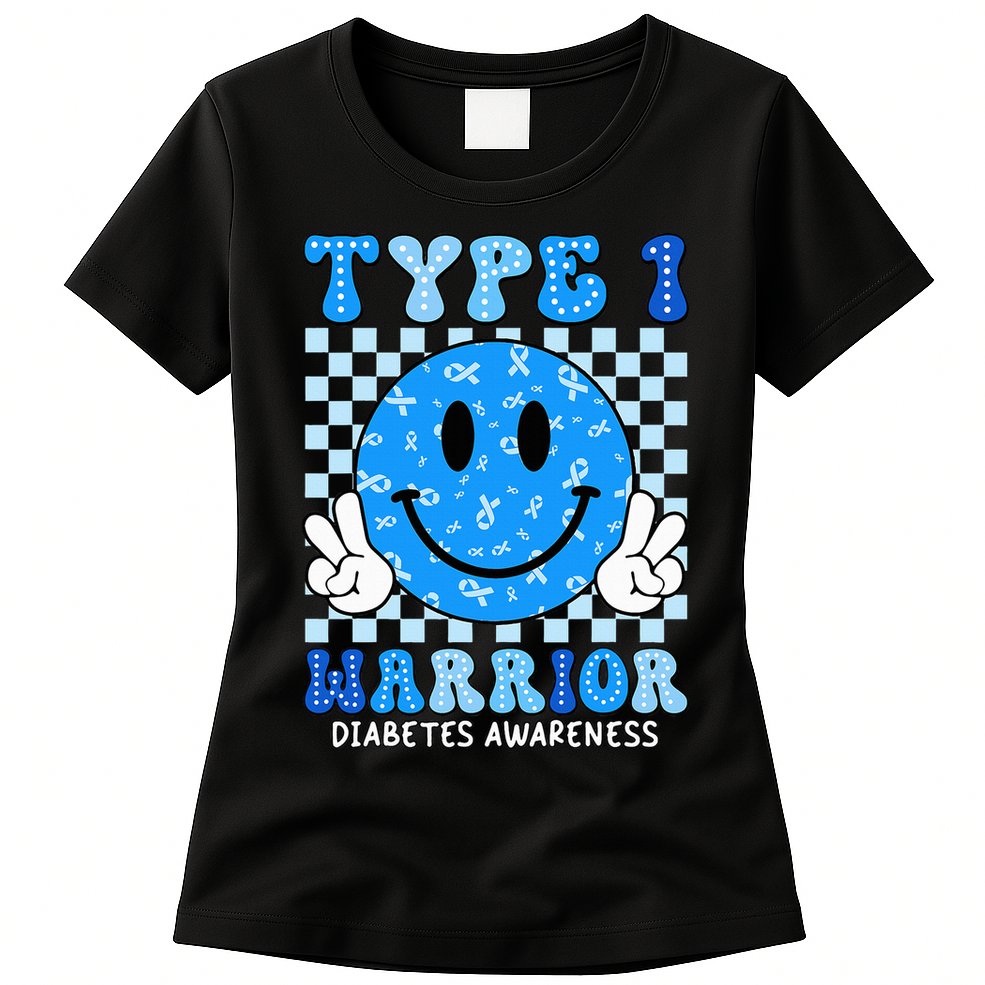 Diabetes Awareness Ribbon T1d Warrior Support Squad Womens T-Shirt