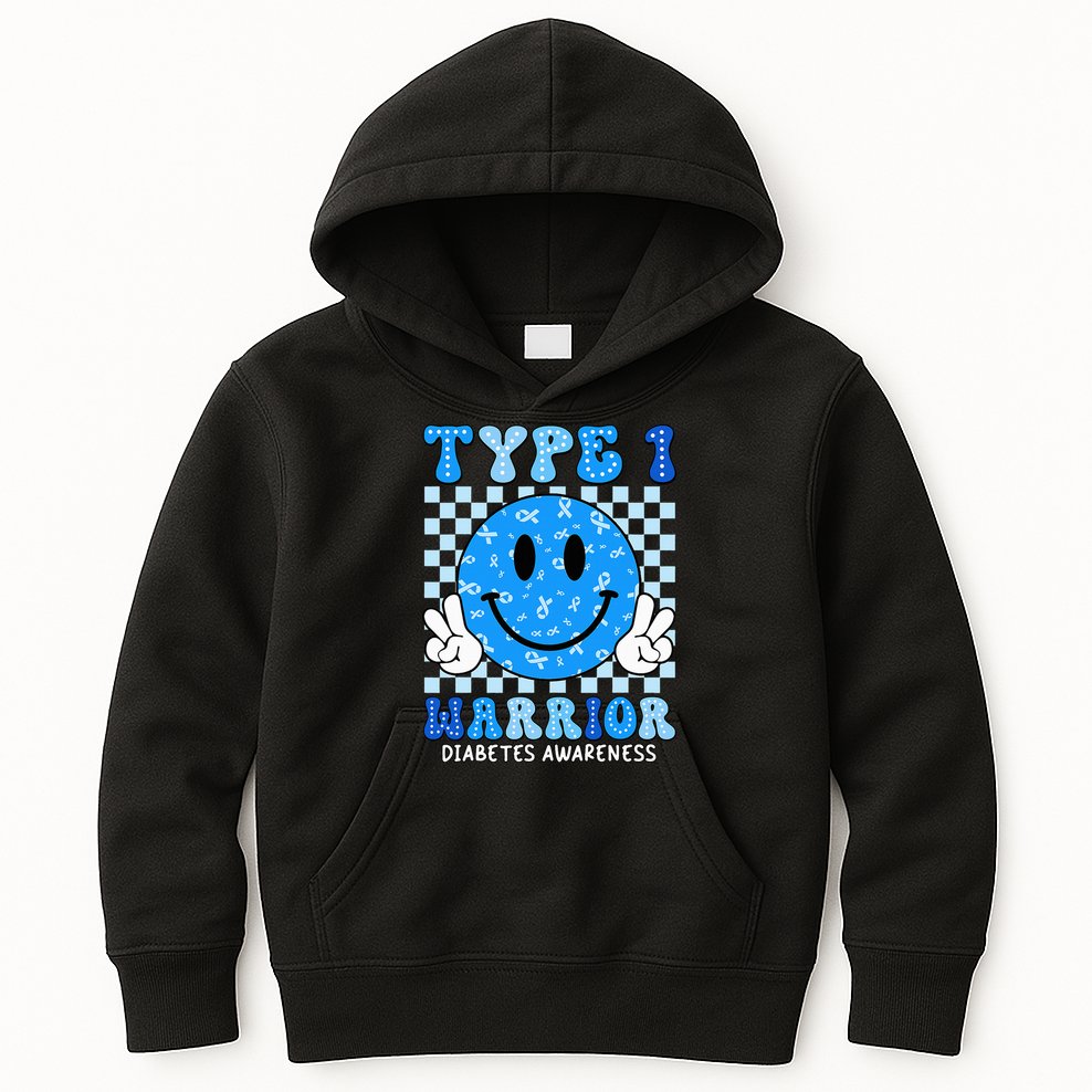 Diabetes Awareness Ribbon T1d Warrior Support Squad Kids Hoodie