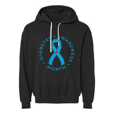 Diabetes Awareness Ribbon Type 1 One Two 2 T1D Garment-Dyed Fleece Hoodie