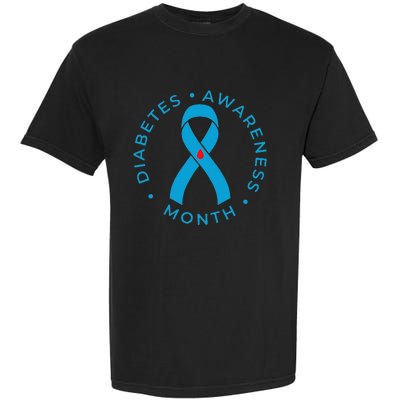 Diabetes Awareness Ribbon Type 1 One Two 2 T1D Garment-Dyed Heavyweight T-Shirt