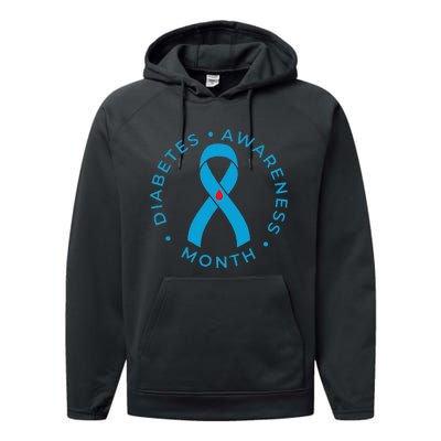 Diabetes Awareness Ribbon Type 1 One Two 2 T1D Performance Fleece Hoodie