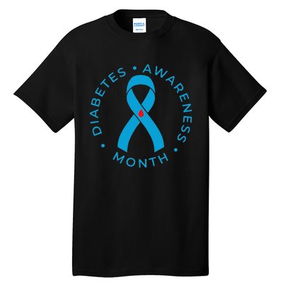 Diabetes Awareness Ribbon Type 1 One Two 2 T1D Tall T-Shirt