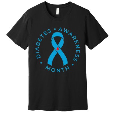 Diabetes Awareness Ribbon Type 1 One Two 2 T1D Premium T-Shirt