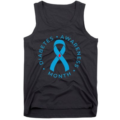 Diabetes Awareness Ribbon Type 1 One Two 2 T1D Tank Top