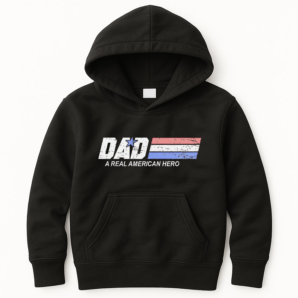 Dad A Real American Hero Kids Hoodie