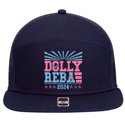 Dolly And Reba 2024 For President 7 Panel Mesh Trucker Snapback Hat