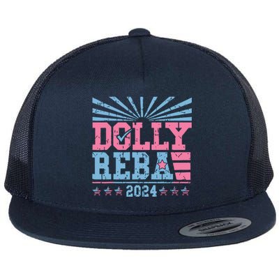 Dolly And Reba 2024 For President Flat Bill Trucker Hat