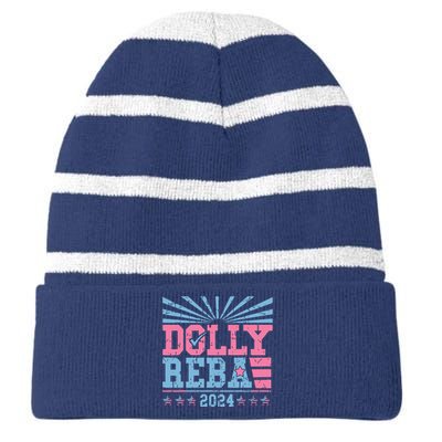 Dolly And Reba 2024 For President Striped Beanie with Solid Band