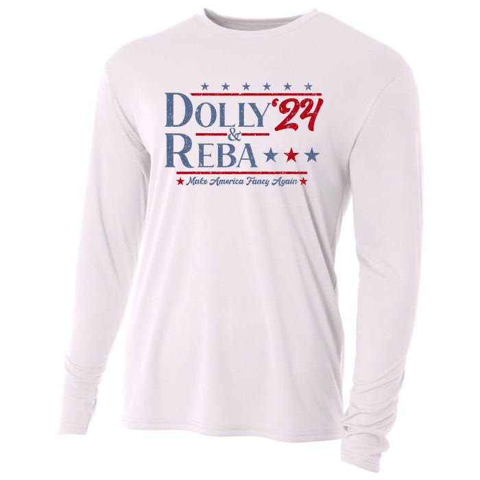 Dolly And Reba 2024 Make America Fancy Again Retro Vintage Cooling Performance Long Sleeve Crew