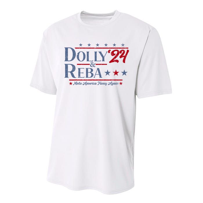 Dolly And Reba 2024 Make America Fancy Again Retro Vintage Performance Sprint T-Shirt