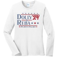 Dolly And Reba 2024 Make America Fancy Again Retro Vintage Ladies Long Sleeve Shirt