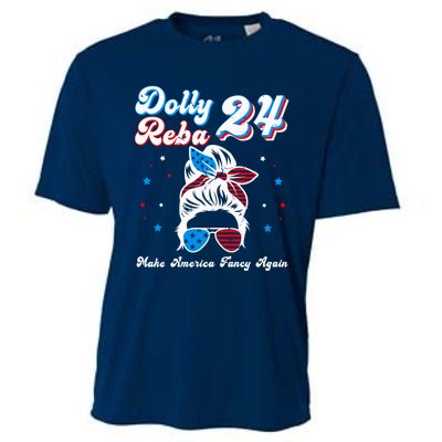 Dolly And Reba 2024 Make America Fancy Again Messy Bun Cooling Performance Crew T-Shirt