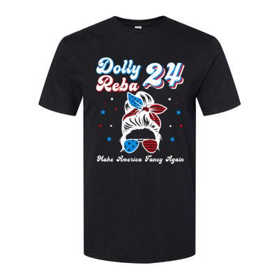 Dolly And Reba 2024 Make America Fancy Again Messy Bun Softstyle CVC T-Shirt