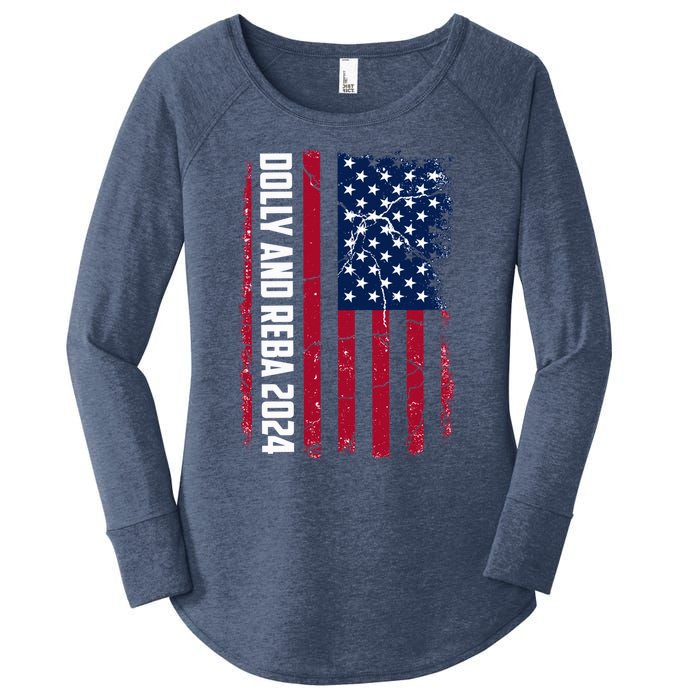 Dolly And Reba 2024 Dolly And Reba 2024 Usa Grungded Flag Women's Perfect Tri Tunic Long Sleeve Shirt