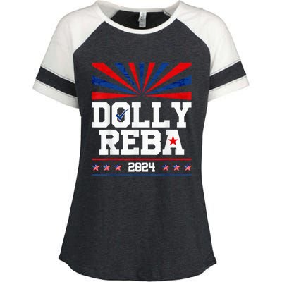 Dolly And Reba 2024 Make America Fancy Again Enza Ladies Jersey Colorblock Tee