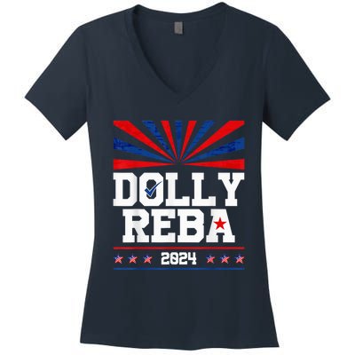 Dolly And Reba 2024 Make America Fancy Again Women's V-Neck T-Shirt