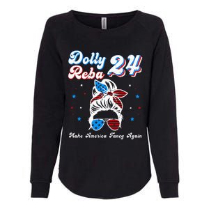 Dolly And Reba 2024 Make America Fancy Again Messy Bun Womens California Wash Sweatshirt