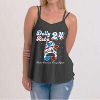 Dolly And Reba 2024 Make America Fancy Again Messy Bun Women's Strappy Tank