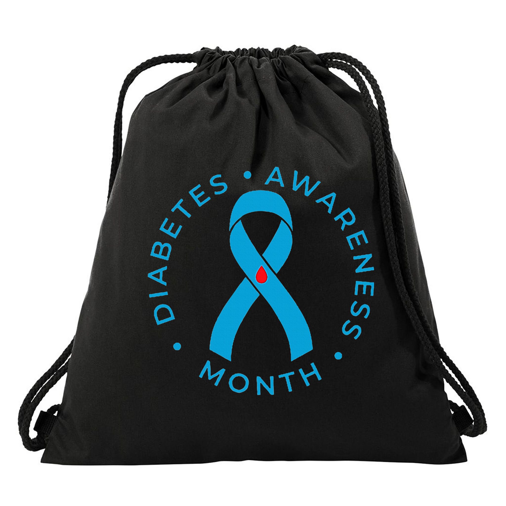 Diabetes Awareness Ribbon Type 1 One Two 2 T1D Drawstring Bag