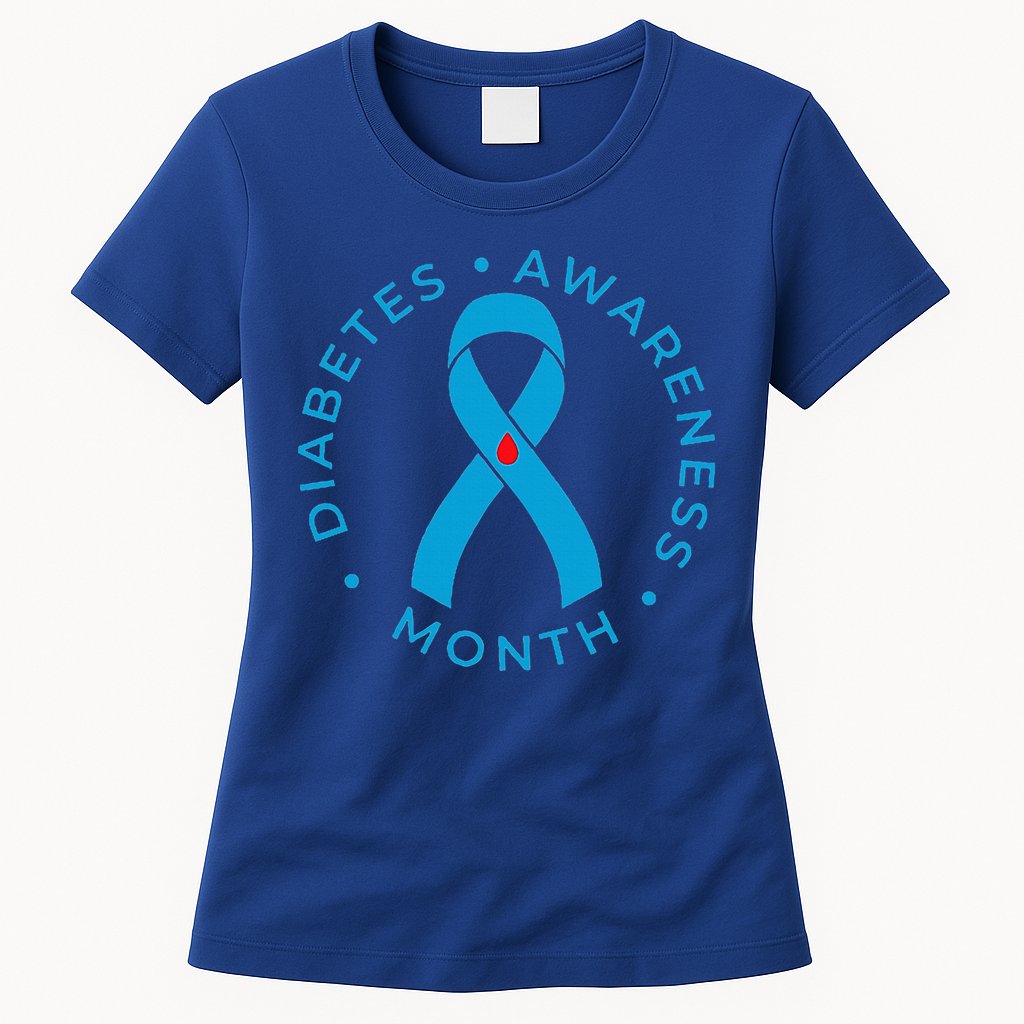 Diabetes Awareness Ribbon Type 1 One Two 2 T1D Womens T-Shirt