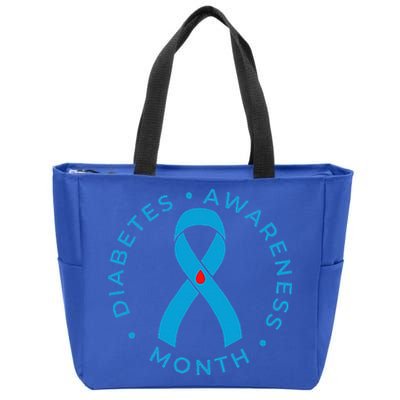 Diabetes Awareness Ribbon Type 1 One Two 2 T1D Zip Tote Bag