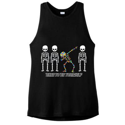 Dare To Be Yourself Autism Awareness Ladies PosiCharge Tri-Blend Wicking Tank