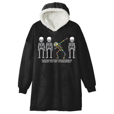 Dare To Be Yourself Autism Awareness Hooded Wearable Blanket