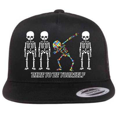Dare To Be Yourself Autism Awareness Flat Bill Trucker Hat