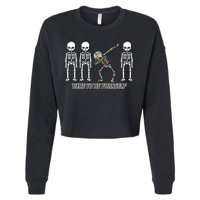 Dare To Be Yourself Autism Awareness Cropped Pullover Crew