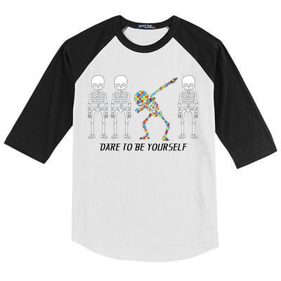 Dare To Be Yourself Autism Awareness Kids Colorblock Raglan Jersey
