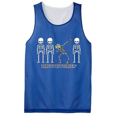 Dare To Be Yourself Autism Awareness Mesh Reversible Basketball Jersey Tank