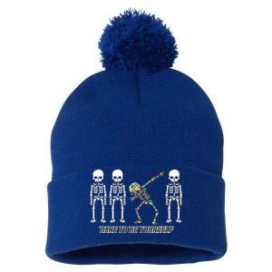 Dare To Be Yourself Autism Awareness Pom Pom 12in Knit Beanie