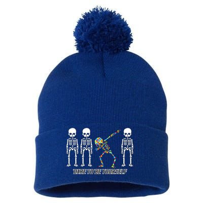 Dare To Be Yourself Autism Awareness Pom Pom 12in Knit Beanie