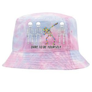 Dare To Be Yourself Autism Awareness Tie-Dyed Bucket Hat