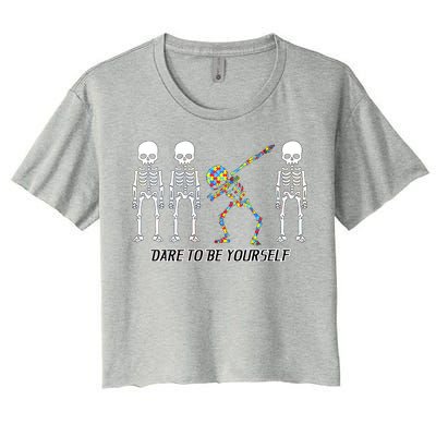 Dare To Be Yourself Autism Awareness Women's Crop Top Tee