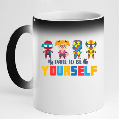 Dare To Be Yourself Superhero Autism 11oz Black Color Changing Mug