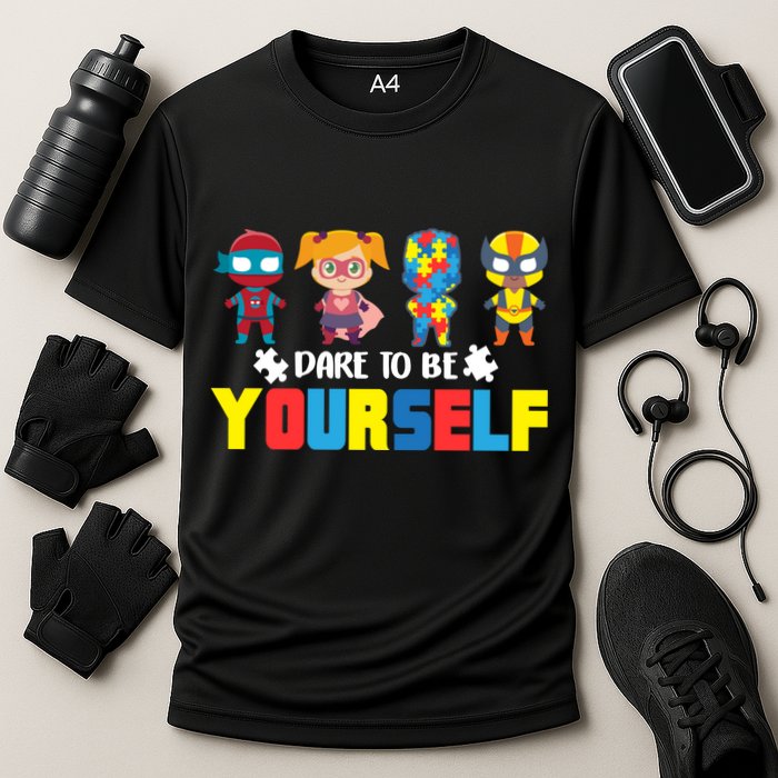 Dare To Be Yourself Superhero Autism Cooling Performance Crew T-Shirt