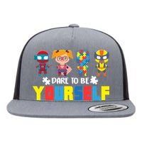 Dare To Be Yourself Superhero Autism Flat Bill Trucker Hat