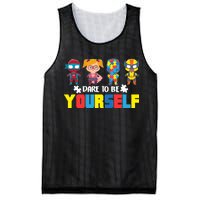 Dare To Be Yourself Superhero Autism Mesh Reversible Basketball Jersey Tank