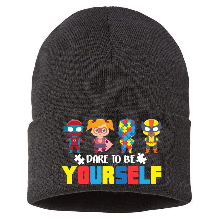 Dare To Be Yourself Superhero Autism Sustainable Knit Beanie